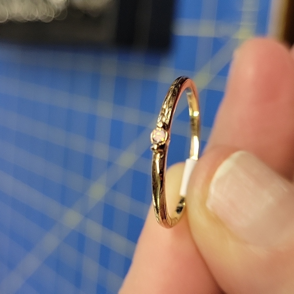 Dainty Diamond Faux Gold Tone Ring Size 8